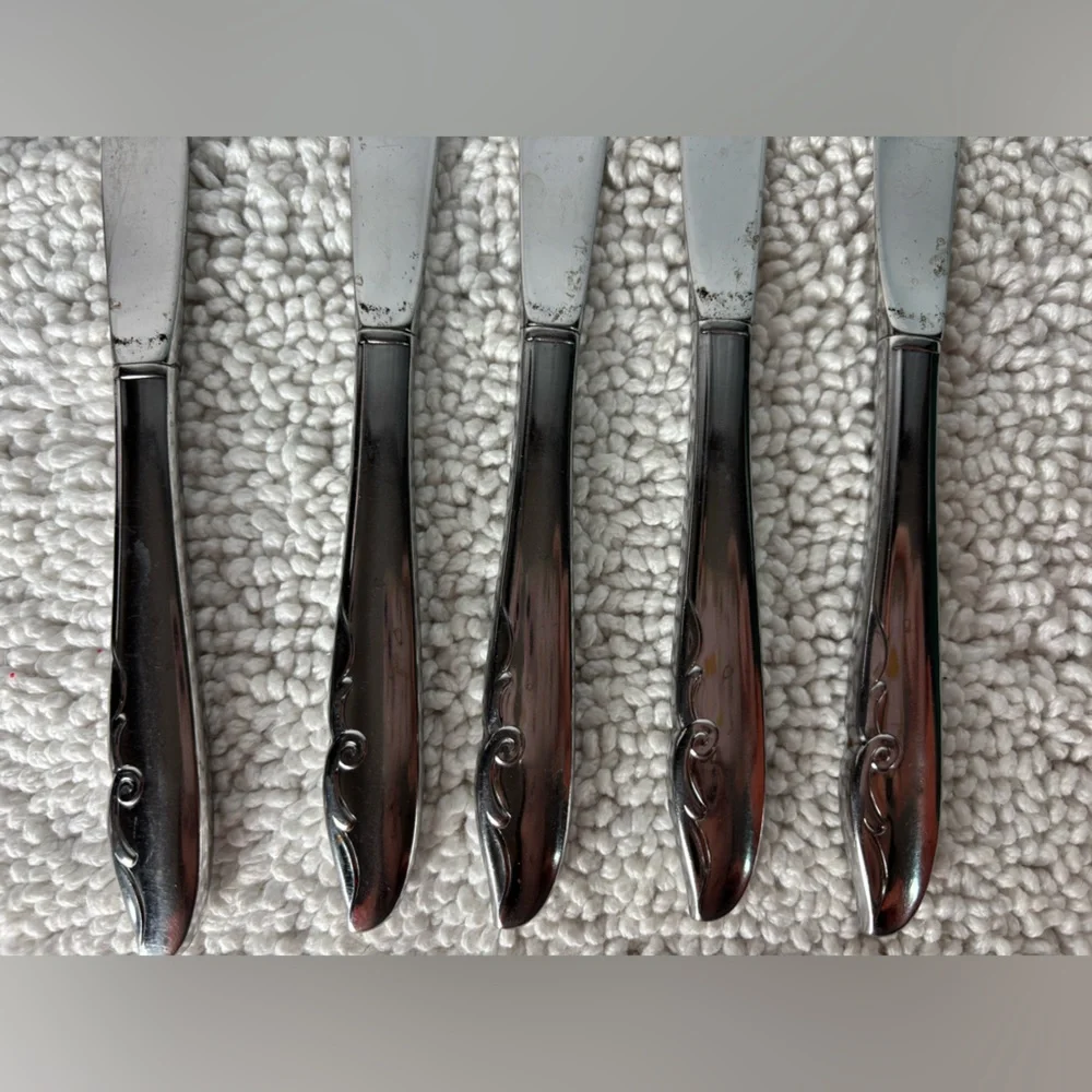 ONEIDA Decorator’s Mermaid Set of 5 Stainless‎ Steel Silver Dinner Knives